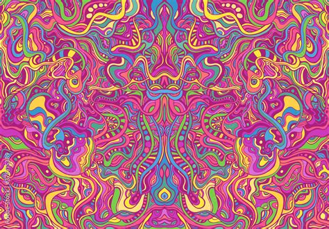 Symmetrycal Motley Hippie Trippy Psychedelic Abstract Pattern With Many