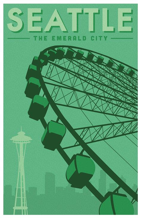 Seattle Travel Poster And Postcard Set On Behance