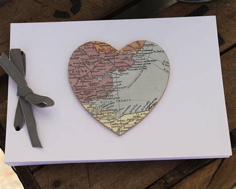 Personalised Vintage Map Heart Album By Posh Totty Designs Creates Map Guest Book Heart Map