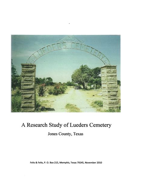 Research Study Of Lueders Cemetery The Portal To Texas History