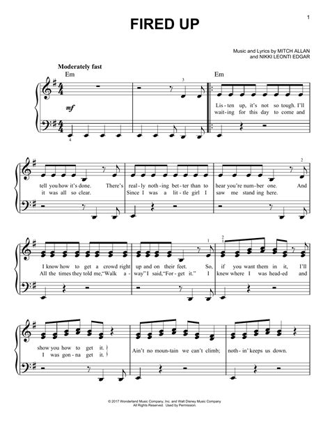 Fired Up From Disneys Zombies Sheet Music Mitch Allan Easy Piano