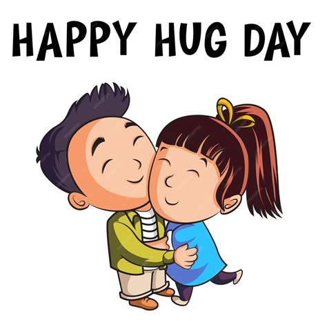 Premium Vector Cartoon Illustration Of Boy And Girl Giving Hug To