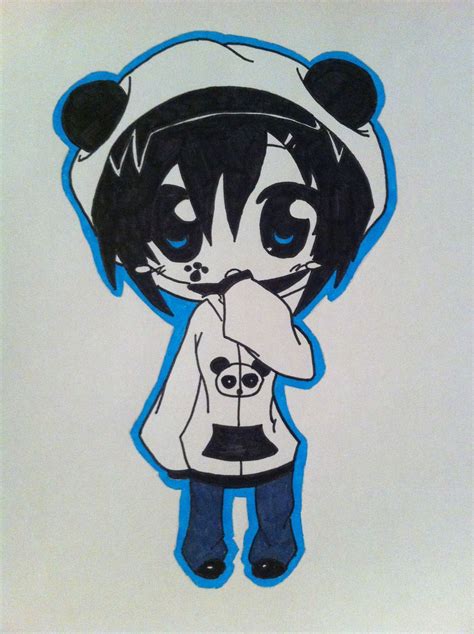 Chibi Panda Hoodie Chibi Panda Emo Art Illustration Art