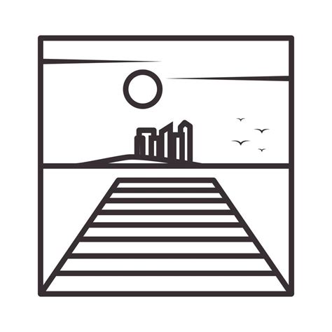 Lines Pier Or Dock With City Logo Vector Symbol Icon Design Graphic