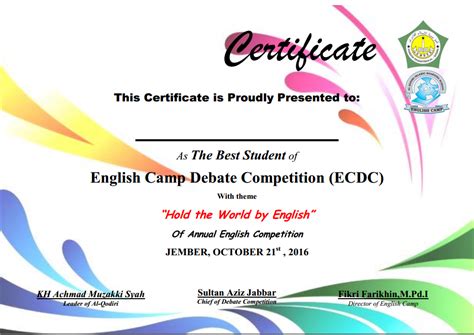 Hal ini menyebabkan tingginya permintaan surat. Sertifikat debat Bahasa Inggris English camp 2016 ...