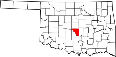 Image Map Of Oklahoma Highlighting Cleveland County
