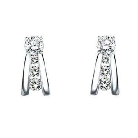 02 Crt Cubic Zirconia Mounted In Sterling Silver Earring Jackets
