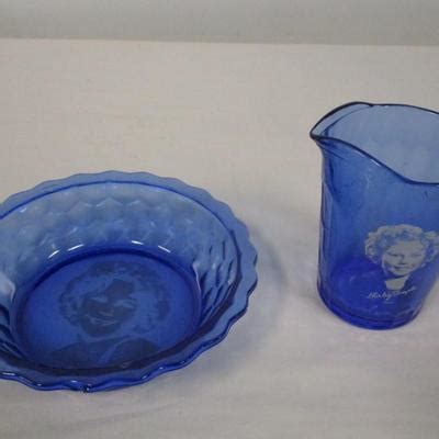Vintage Shirley Temple Cobalt Blue Creamer Cup Bowl Hazel Atlas