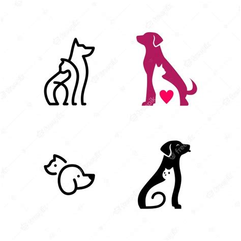 Ícone de logotipo do cão gato animal de estimação espaço negativo linha ...