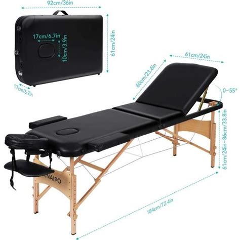 Naipo Table De Massage Lit Pliante 3 Section Professionnel Ergonomique Table Canapé Pour