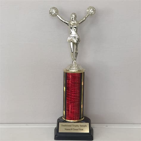 Cheerleading Trophy Colored Column 1 Silver In 2021 Trophy