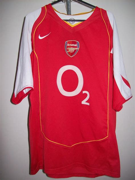 Arsenal Home Football Shirt 2004 2005 Sponsored By O2