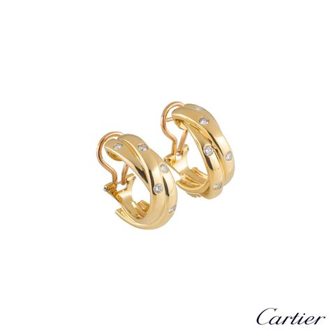 Cartier Yellow Gold Diamond Trinity De Cartier Hoop Earrings Rich