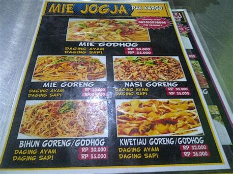 Lombok pulau sejuta pesona yang mulai tersebar ke indahanya di seluruh negeri bahkan dunia, menyimpan keindahan murni dan alami yang kalian tau tidak? menu - Picture of Mie Jogja Pak Karso, Balikpapan - Tripadvisor