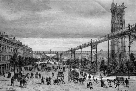 Paris Light Rail Project France 19th Century Illustration Stock
