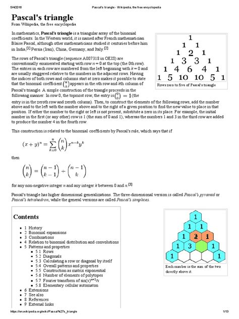 Pascals Triangle Algebra Elementary Mathematics