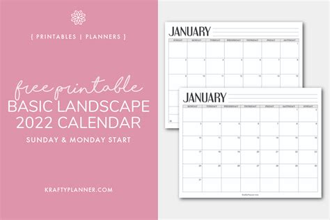 2022 Calendar Printable Landscape