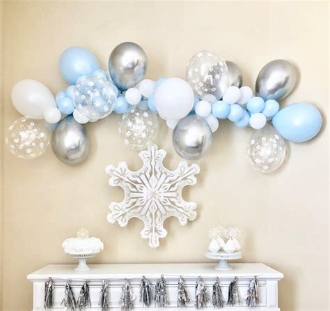 Snowflake Balloon Garland Diy Kit Blue Silver And Snowflakes ~winter
