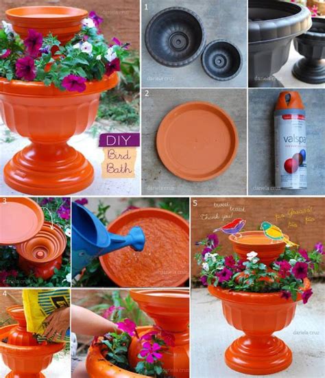 Make A Beautiful Bird Bath With Planters Why Paint These Pots