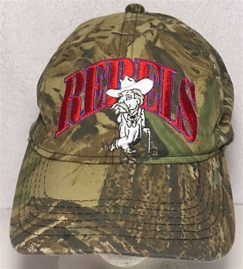 Vintage Ole Miss Rebels Realtree Camo Colonel Reb Hat Snapback Usa Made