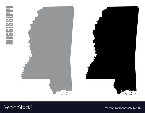 Mississippi State Silhouette Maps Royalty Free Vector Image