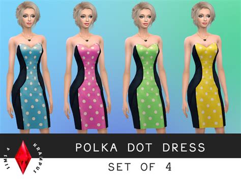Sims4krampus Set Of 4 Polka Dot Dresses Polka Dot Dress Dot Dress