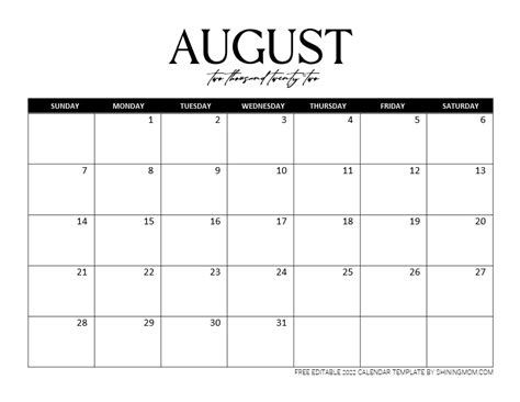 Fillable Calendar 2022 Printable Calendar 2022
