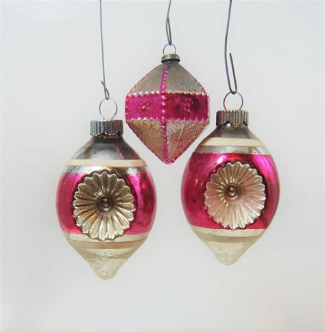 Pink Christmas Ornaments Pink Mercury Glass Vintage Etsy Pink