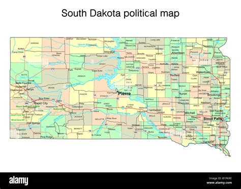 Mapa Político Del Estado De Dakota Del Sur Fotografía De Stock Alamy