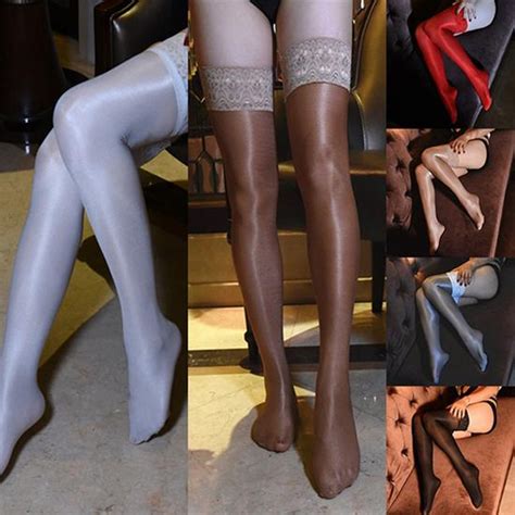 Buy 1pair 70d Oil Shiny Glossy Stockings Pantyhose Shiny Satin Shape