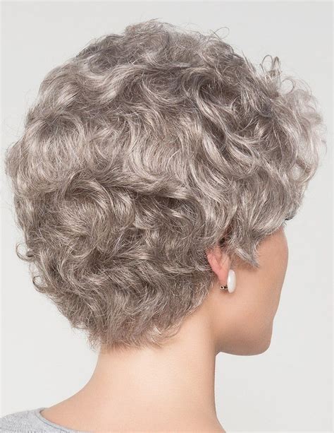 Natural Curly Grey Hair Wig For Older Women Pixie Wigs Capless Wigs Grey Wigs