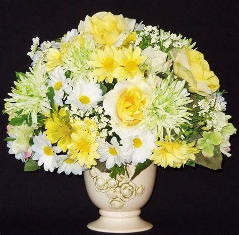 Maybe you would like to learn more about one of these? Silk Flower Arrangement Yellow Roses White & Yellow ...