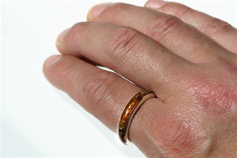 Amber Band Ring Dark Shade Of Amber Baltic Amber Fitted In Etsy