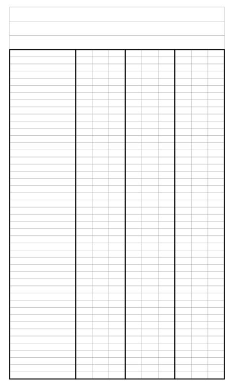 Blank 4 Column Chart Printable Printable Blank World