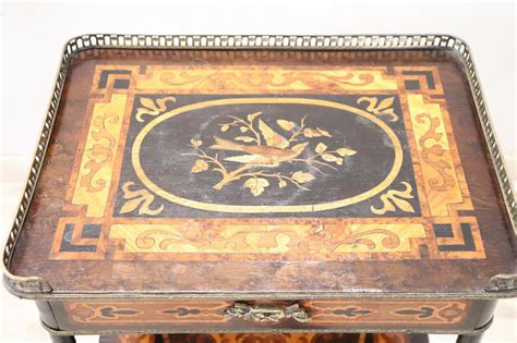 Late 19th Century French Napoleon Iii Inlaid Wood With Golden Bronzes