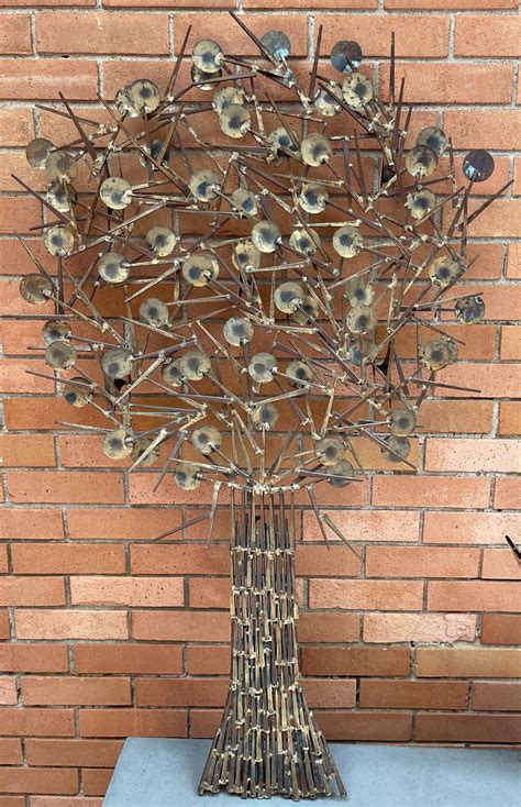 vintage 70s marc creates brutalist metal tree wall hanging modern sculptural art