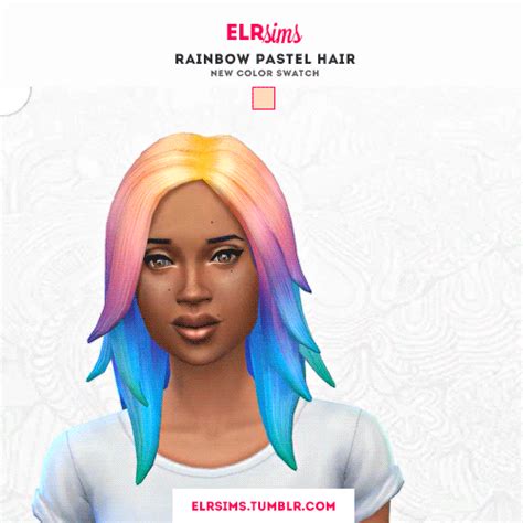 Elrsims Rainbow Pastel Hair 3 Recolors Emily Cc Finds