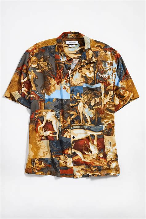 Button up shirts for women aesthetic. UO Art Motif Short Sleeve Button-Down Shirt | Aesthetic ...