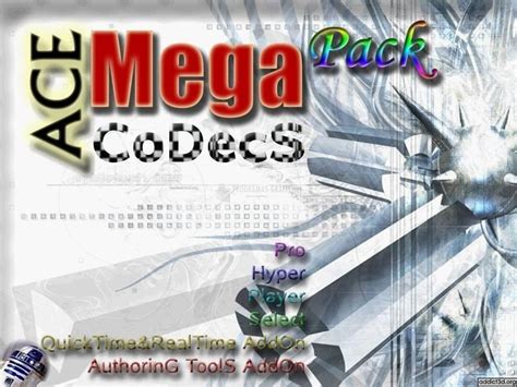 Codecs are needed for encoding and decoding (playing) audio and video. ACE Mega CoDecS Pack download free for Windows 10 64/32 bit