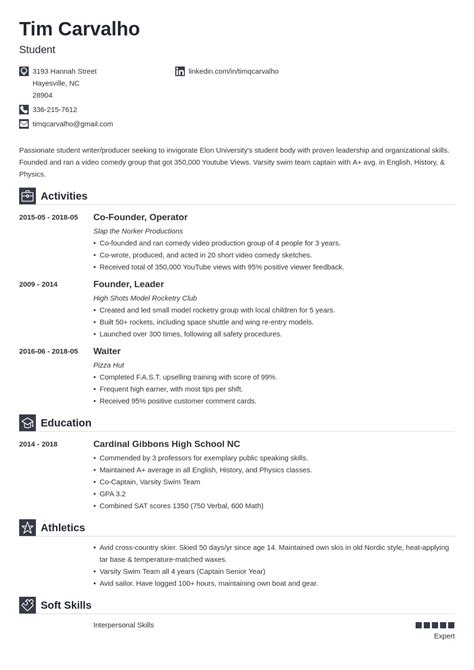 Just fill in your details, download your new resume & start your job application today! high school resume for college application template iconic in 2020 | High school resume, College ...