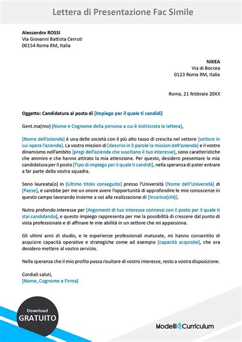 Fac Simile Lettera Di Presentazione Personale Esempio Di Lettera Di