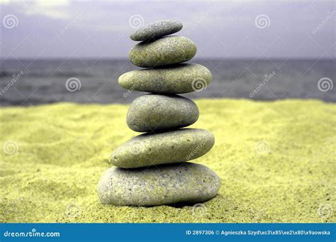 Pebble Stack On The Seashore Stock Photo Image Of Balancing Scene
