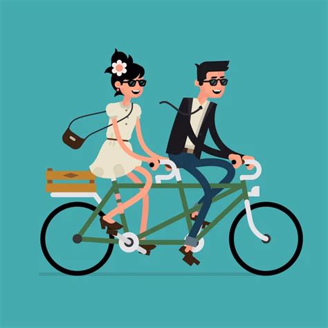 Man And Woman Riding Bicycles — Stock Vector © Mashatace 79018830