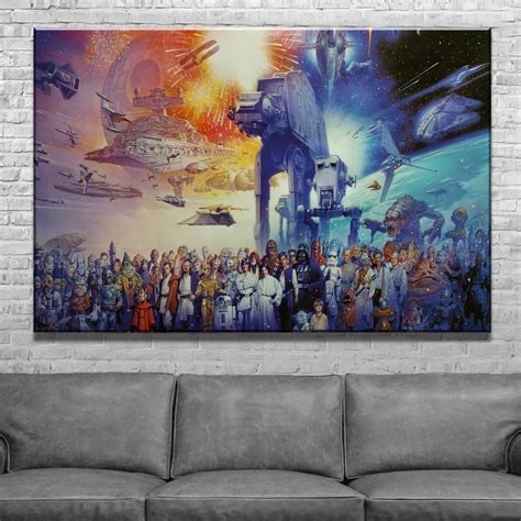 Star Wars On Canvas Canvas Wars Star Wall Decor Movie Prints Colorful