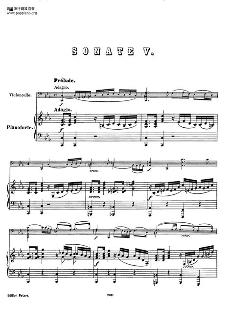 Johann Sebastian Bach Cello Suite No 5 In C Minor Bwv 1011 琴谱五线谱pdf