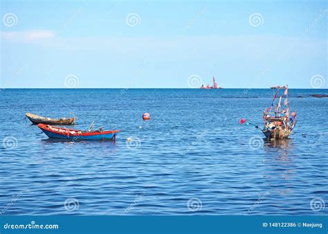 The Sea With Fishing Boat At Rayong Province April 2019 Editorial