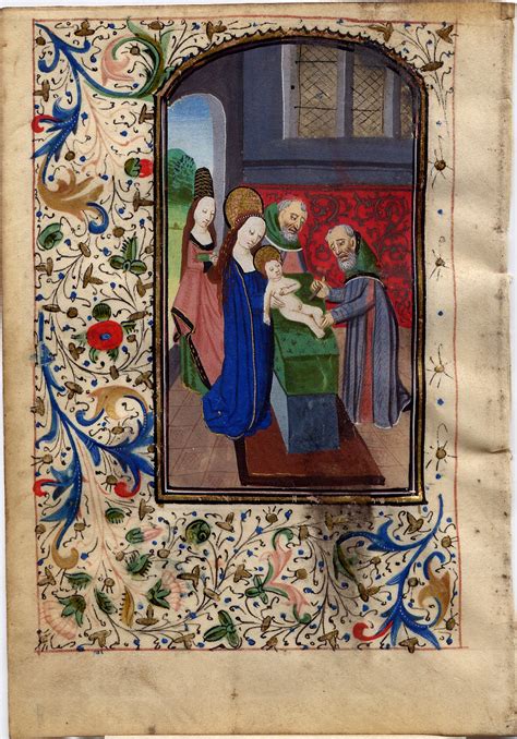 Illuminated Manuscript: Miniature Depicting the Circumcision of Christ ...