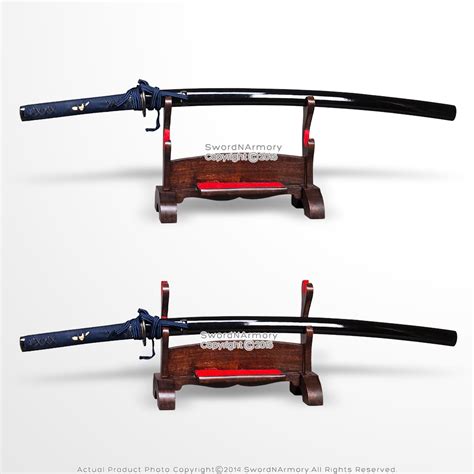 2 Tier Solid Wood Samurai Sword Display Stand W Dark Stain Finish