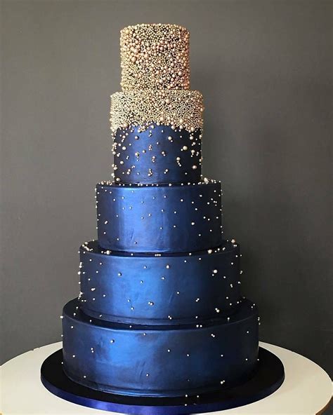 Navy Blue And Gold Wedding Cake Ideas