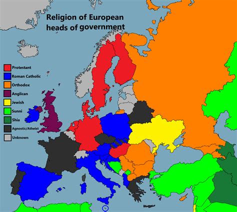 Religion Of European Heads Of Government More Maps On The Web